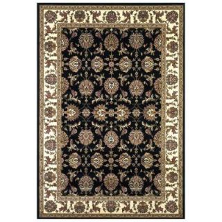 Kas Rugs Traditional Kashan Black/Ivory 7 ft. 7 in. x 10 ft. 10 in. Area Rug CAM731377X1010