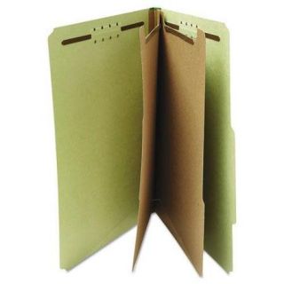 Pressboard Classification Folder, Letter, Six Section, Green, 10/Box