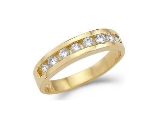 Solid 14k Yellow Gold Ladies Channel Set CZ Cubic Zirconia Wedding Band Ring 1.5 ct