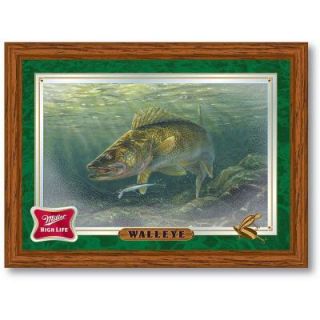 Trademark Miller High Life Walleye 17 in. x 25 in. Brown Wood Framed Mirror DISCONTINUED MFM02