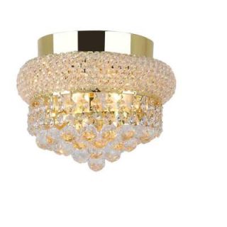 Worldwide Lighting Empire 4 Light Gold and Clear Crystal Flushmount W33019G12