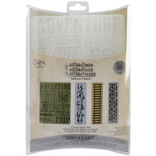 Sizzix Texture Fades Embossing Folders By Tim Holtz 4/Pkg Travel Signs