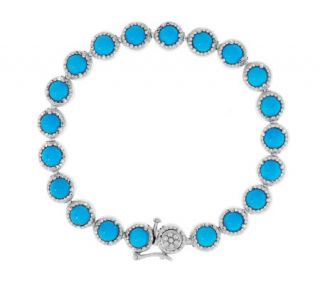 Sleeping Beauty Turquoise Sterling Silver 6 3/4 Tennis Bracelet —
