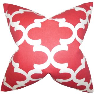 Titian Red Geometric 18 inch Feather Filled Throw Pillow  
