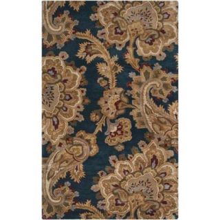 5' x 8' Paisley Dreams Mineral Teal and Gold Hand Tufted Wool Area Throw Rug