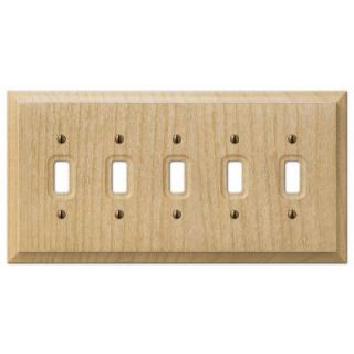 Hampton Bay Baker 5 Toggle Wall Plate   Unfinished Wood 180T5