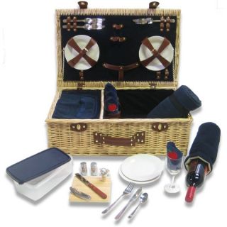 Picnic Pack Classic Wicker Picnic Basket with Built in Food