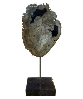 Moe's Home Collection Petrified Wood Sculpture on Black Marble Base   Sculptures & Figurines