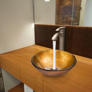Liquid Gold Glass Vessel Bathroom Sink with Otis Faucet