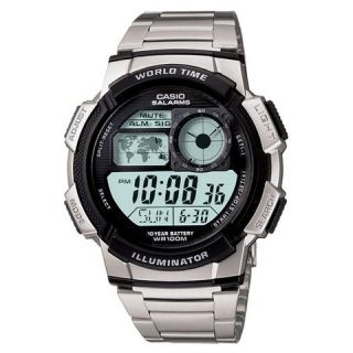 Mens Casio 10 Year Battery Digital Analog Watch   Silver (AE1000WD