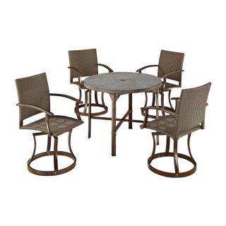 Home Styles Urban Outdoor 5 Piece Aged Metal Concrete Bar Patio Dining Set