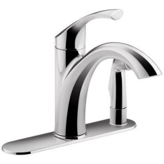 KOHLER Mistos Single Handle Standard Kitchen Faucet with Side Sprayer in Polished Chrome K R72509 CP