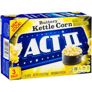 Act II Popcorn Kettle Corn, 3 count, (Pack of 6)