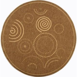 Safavieh Courtyard Brown/Natural 6 ft. 7 in. x 6 ft. 7 in. Round Indoor/Outdoor Area Rug CY1906 3009 7R