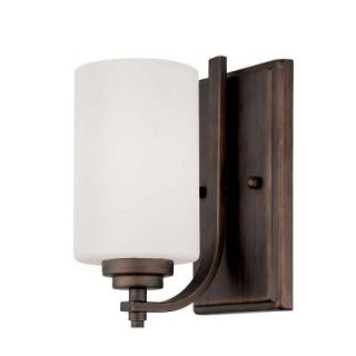 Millennium Lighting Rubbed Bronze Wall Sconce with Etched White Glass 7261 RBZ