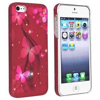 BasAcc Red/ Butterfly Style 14 Rubber Coated Case for Apple iPhone 5