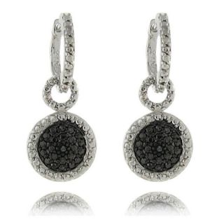 Finesque Sterling Silver Black Diamond Accent Dangle Earrings