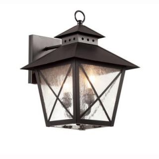 Bel Air Lighting Farmhouse 2 Light Outdoor Black Wall Lantern with Seeded Glass 40172 BK