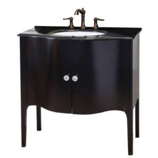 Bellaterra Home Pallazo 36 6/10 in. W x 36 in. H Vanity in Black with Granite Vanity Top in Black 203037 B