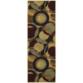 Rubber Back Multicolored Contemporary Framed Boxes Non Skid Runner Rug