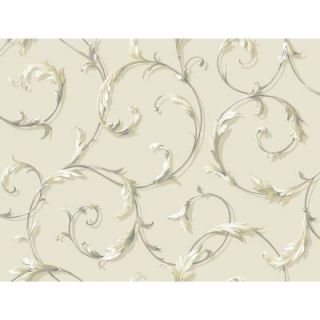 York Wallcoverings 60.75 sq. ft. Black and White Acanthus Scroll Wallpaper AB1962