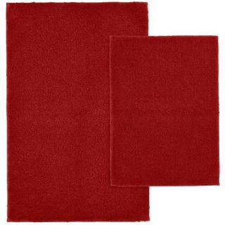 Garland Rug Queen Cotton Chili Pepper Red 21 in. x 34 in. Washable Bathroom 2 Piece Rug Set QUE 2pc 04