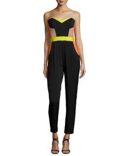 Milly Strapless Bustier Colorblock Jumpsuit