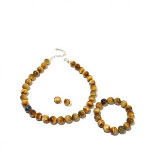 Jay King Blonde Tiger's Eye Necklace, Earrings and Stretch Bracelet Jewelry Set   7650204