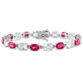 Miadora Sterling Silver Created Ruby and Diamond Accent Bracelet