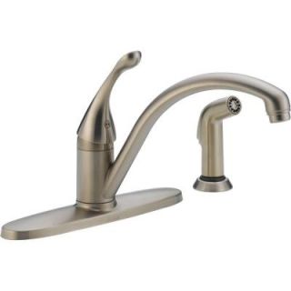 Delta Collins Single Handle Standard Kitchen Faucet with Side Sprayer in Stainless 440 SS DST