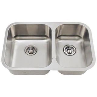 Polaris Sinks Undermount Stainless Steel 28 in. Double Bowl Kitchen Sink PL035