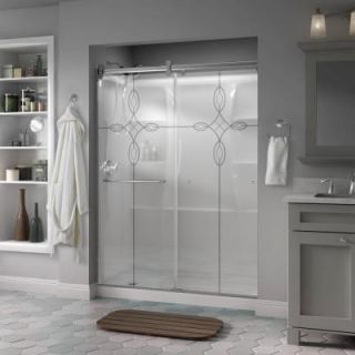 Delta Simplicity 60 in. x 71 in. Semi Framed Contemporary Style Sliding Shower Door in Chrome with Tranquility Glass 2439130