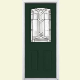 Masonite 36 in. x 80 in. Chatham Camber Top Half Lite Painted Smooth Fiberglass Prehung Front Door with Brickmold 39301