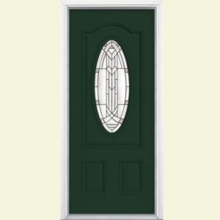 Masonite 36 in. x 80 in. Chatham 3/4 Oval Lite Painted Steel Prehung Front Door with Brickmold 39721