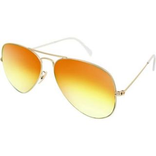 Ray Ban RB3025 58mm Large Aviator Sunglasses (Gold Frames/Orange Mirror Lens)