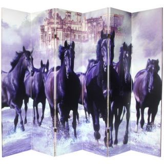 70.88 x 94 Double Sided Horses 6 Panel Room Divider by Oriental