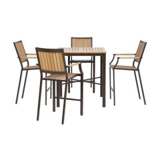 Home Decorators Collection Santa Rosa 5 Piece Brown Bar Height Patio Dining Set DISCONTINUED 0841610820