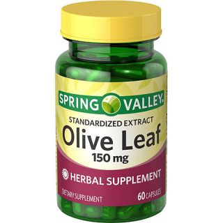 Spring Valley Standardized Extract Olive Leaf Herbal Supplement Capsules, 150mg, 60 count