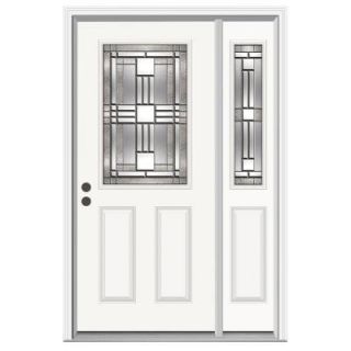 JELD WEN 36 in. x 80 in. Cordova 1/2 Lite Primed Premium Steel Prehung Front Door with Right Hand Sidelite H32255