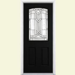 Masonite 36 in. x 80 in. Chatham Camber Top Half Lite Painted Smooth Fiberglass Prehung Front Door with Brickmold 22181