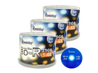 Smartbuy 6X BD R 25GB Logo Top Video Audio Photo Data Recordable Disc (150 Packs)