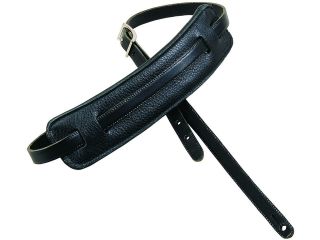 Levy's MG25 BLK 5/8" Deluxe Leather Guitar/Bass Strap w Classic 50's Pad   Black