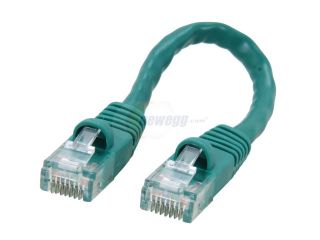 Coboc CY CAT6 01 GN 1ft. 24AWG Snagless Cat 6 Green Color 550MHz UTP Ethernet Stranded Copper Patch cord /Molded Network lan Cable