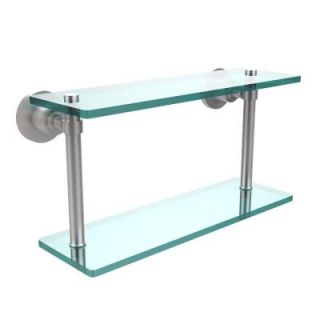Allied Brass Washing Square Collection 16 in. W 2 Tiered Glass Shelf in Satin Chrome WS 2/16 SCH