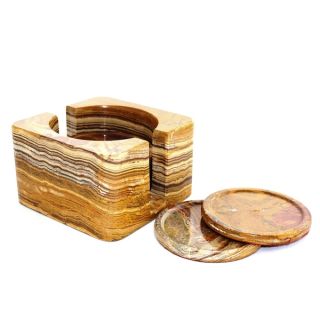 Multi Onyx Coasters with Square Holder (Set of 6)   17563363