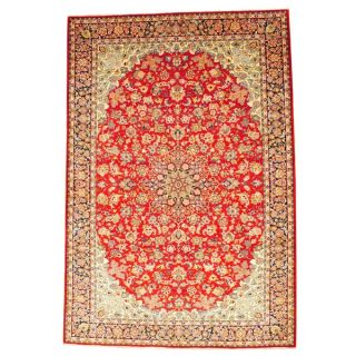 Herat Oriental Persian Hand knotted Isfahan Red/ Navy Wool Rug (95 x