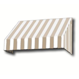 Awntech 52.5 in Wide x 48 in Projection Tan/White Stripe Slope Window/Door Awning
