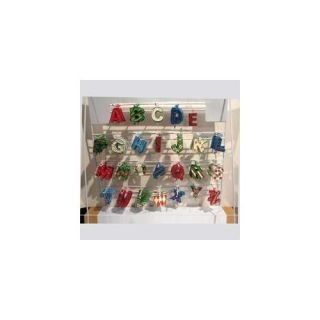 Club Pack of 160 Colorful Alphabet Letter Christmas Ornaments with Display Rack