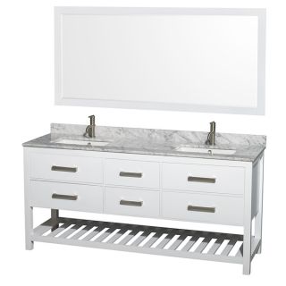 Wyndham Collection Natalie 72 inch White UM Square Sink and 70 inch