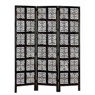 Cole & Grey 74.5 x 84 Rustic Hand Carved Screen 3 Panel Room Divider